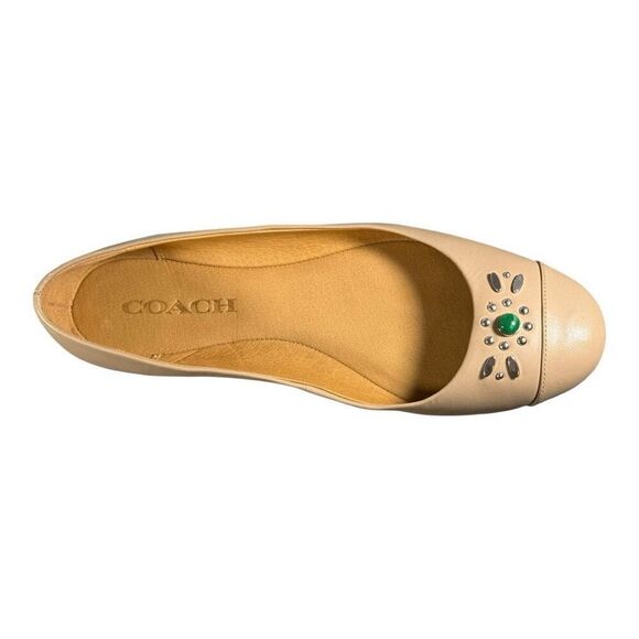 Coach Farrell Women’s Semi Matte Calf Ballet Flats Shoes Stone Size 7 - Picture 2 of 14